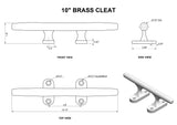10 Inch Brass Cleat Specs | Yacht Cleats