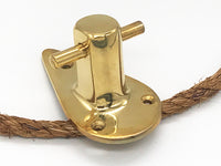 4 Inch Tear Drop Polished Brass Bollard Cleat with Rope | Yacht Cleats