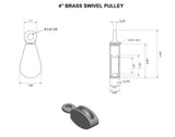 4.5 Inch Brass Swivel Pulley Specs | Yacht Cleats