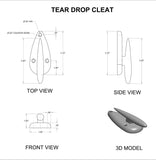3.5 Inch Tear Drop Cleat Specs | Yacht Cleats